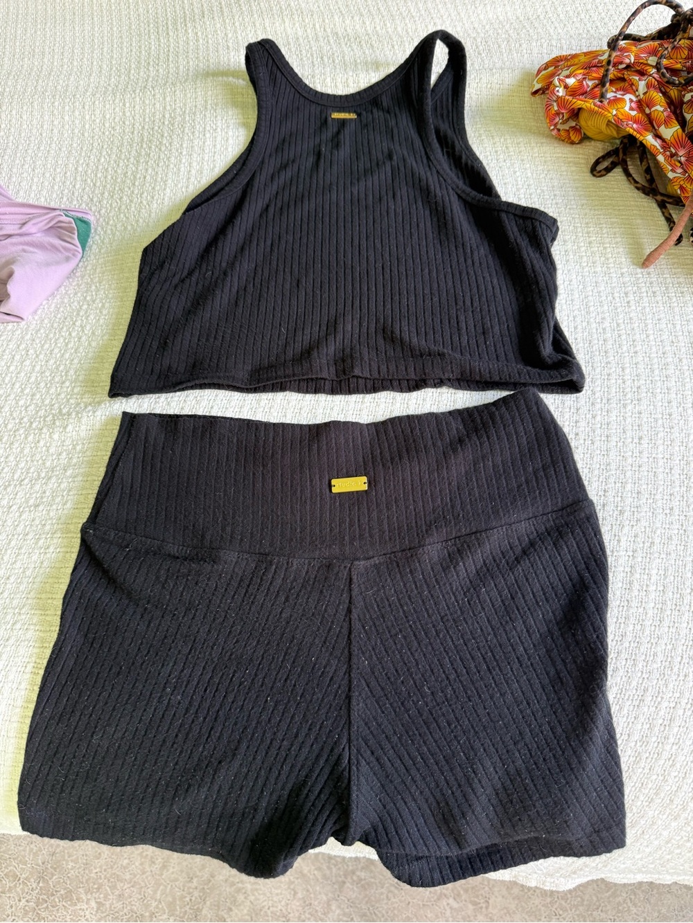 STUDIO K Black Ribbed Tank and Shorts